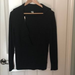 J CREW Asymmetrical-Zip Drape Collar Pullover